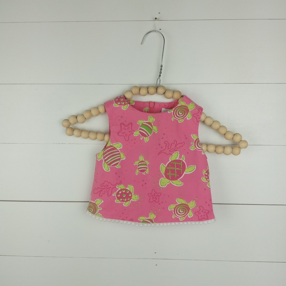 Chelsea’s Corner girls size 12 mos bright turtle design pompom trim top